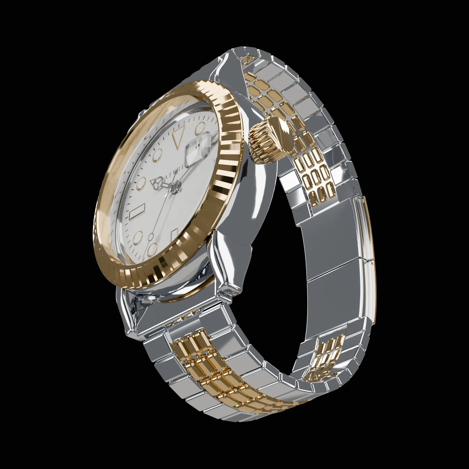 White & Gold Diver: the complete ATÉRET automatic watch on its strap